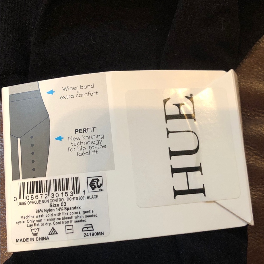 HUE Black Opaque Tights - Non-Control Top - Picture 5 of 6
